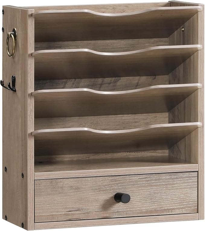HOOBRO Wall File Organizer, Mail Organizer Wall Mounted, Wooden Mail Sorter by HOOBRO