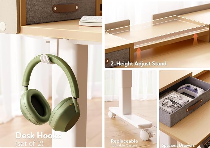 Claiks Standing Desk with Drawers, Stand Up Electric Standing Desk Adjustable - Image 9
