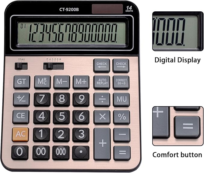 HIHUHEN Large Computer Electronic Calculator Counter Solar & Battery Power 14 - Image 6