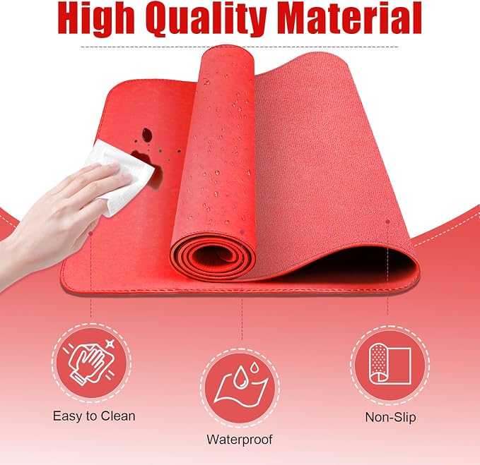Leather Desk Pad Protector, 47.2'' x 23.6'', Suede Base Sewing Desk Blotter - Image 3