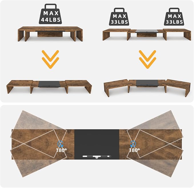 WESTREE Triple Dual Monitor Stand Riser, Extra Long Monitor Stand - Image 5