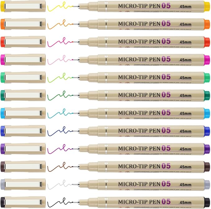Attom Tech Art 05 Micro, Fineliner Pen Set Ink, Fine Point Pen, Artist by Attom+Tech+Art