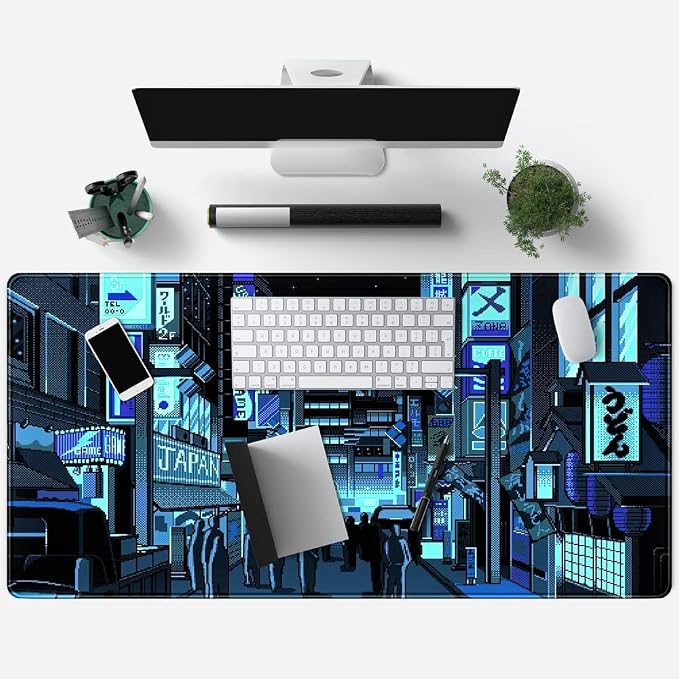 Japanese Gaming Arcade Blue Large Gaming Mouse Pad Keyboard Desk Pad Extended - Image 4