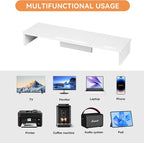 Dual Monitor Stand Riser with Phone Tablet Holder, 35.8in Large Monitor Stand - Image 6