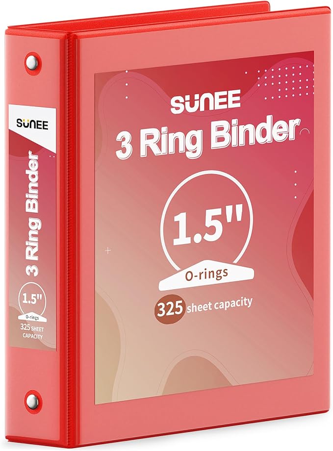 SUNEE 3 Ring Binder 1.5 Inch 1 Pack by SUNEE