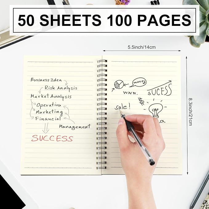 Yahenda 200 Pcs Spiral Notebook Bulk A5 Journal Lined 8.3'' x 5.5'' Writing - Image 3