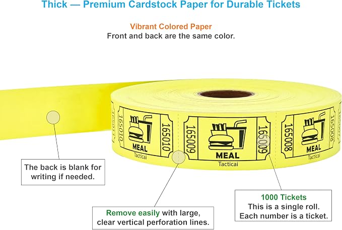 Tacticai 1000 Raffle Tickets, Single Roll, Ticket - Image 2