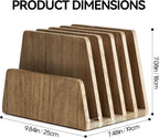 KIRIGEN Wooden Desk Mail Organizer 5 Slots File Paper Holder Desktop Wood - Image 6