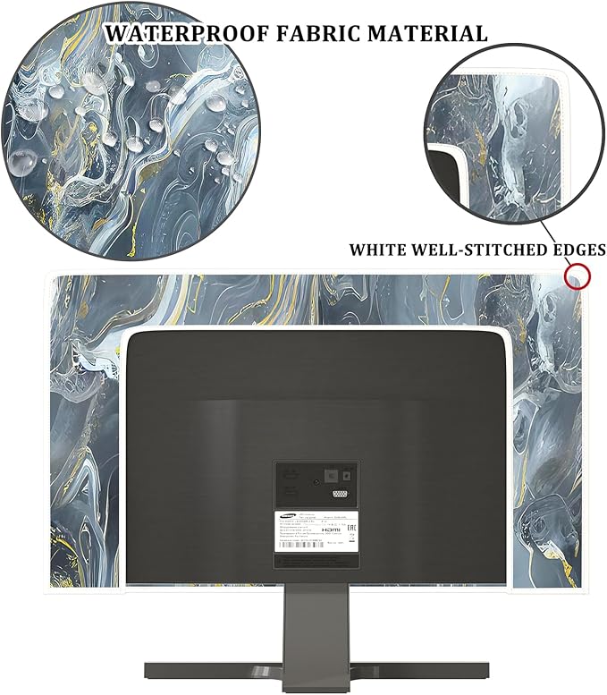 Baocicco Gray Gold Marble Waterproof 37, 39 Inch TV Dust Cover Anti-Static - Image 3