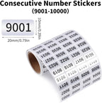 9001-10000 Consecutive Number Inventory Stickers Self Adhesive Waterproof - Image 2
