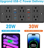 Recessed Power Strip with PD 30W Fast Charging, Conference Desk Flush Mount - Image 9