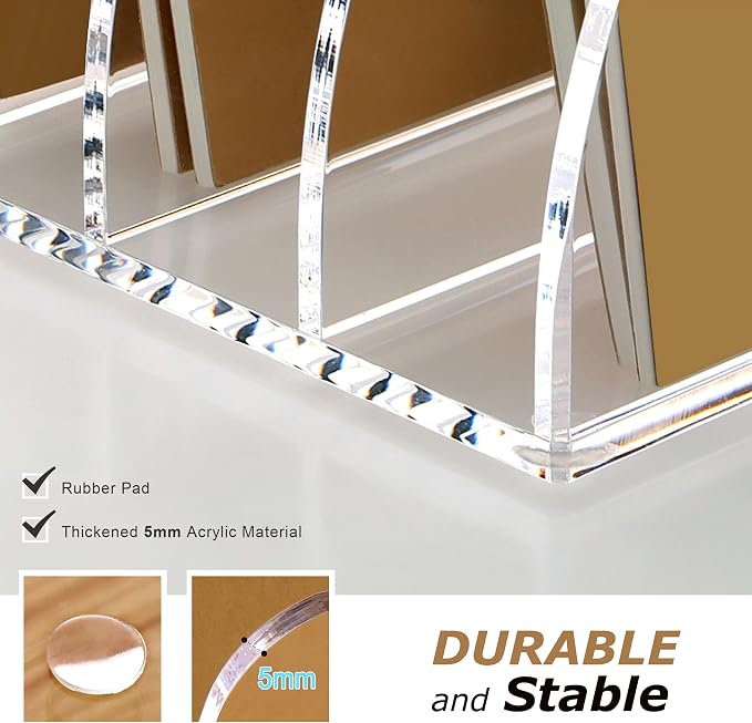 SANRUI Acrylic Desk File Organizer, 4 Vertical Compartments Clear Magazine File - Image 3