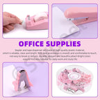 Swpeet 9Pcs Pink Office Supplies Kit, Desk Accessories Including Stapler - Image 5