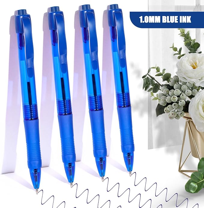 deegtran Pens Bulk, 50 Pack No Bleed Blue Ink Click Pens - Image 3