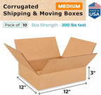 IDL Packaging - B-12123-10 12"L x 12"W x 3"H Medium Cardboard Box - Image 2