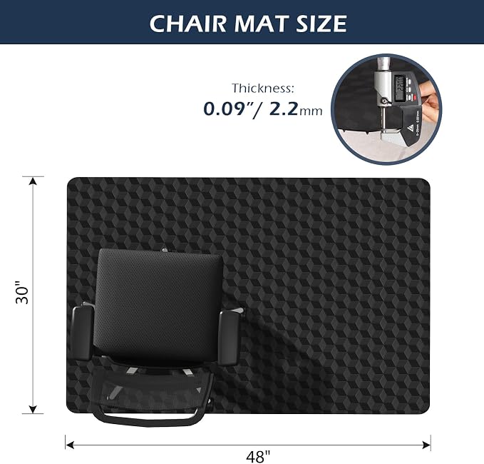 SALLOUS Chair Mat for Carpet, Heavy Duty Vinyl Floor Mat - Image 2