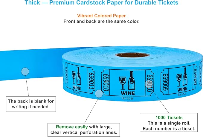 Tacticai 1000 Raffle Tickets, Single Roll, Ticket - Image 2