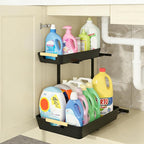 AMEDELE Under Sink Organizer, 2 Tier Pull Out Adjustable Height Under Cabinet by Unknown
