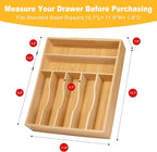 oridom Kitchen Bamboo Silverware Organizer, Kitchen Drawer Organizer - Image 3