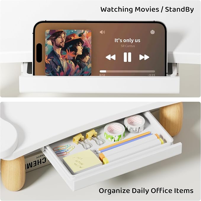 AFOOYO Dual Monitor Riser, Cookie-Shaped Adjustable Length & Swivel Angle - Image 5