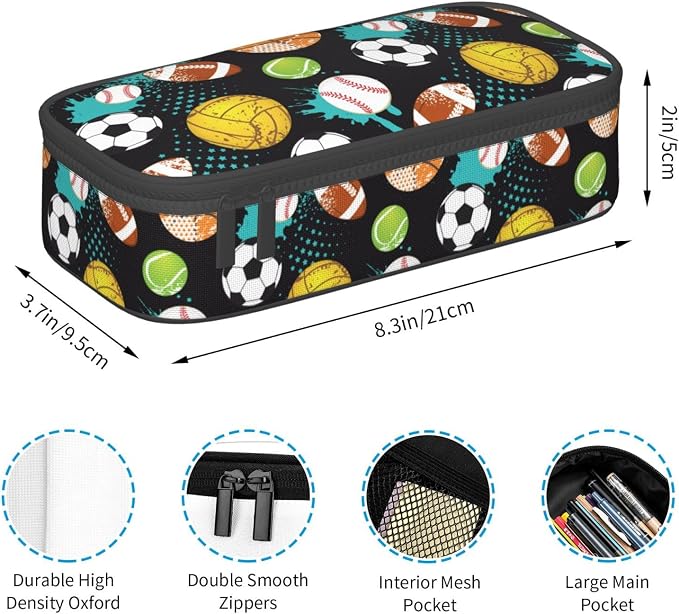 Sport Cool Ball Pattern Pencil Case Big Capacity Storage Pencil Pouch - Image 6