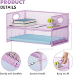 Marbrasse 2 Tier Paper Organizer Letter Tray, Mesh File Organizer - Image 2