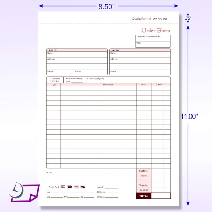 NextDayLabels - Carbonless NCR Order Forms, Bound Wraparound Cover, 50 Sets per - Image 3