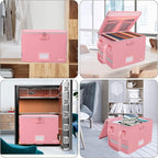 ENGPOW File Box with Lock, Fireproof Document Box with Pockets, Collapsible - Image 2