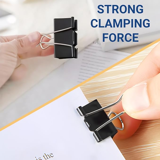 72 PCS Medium Binder Clips – 1.6Inch Heavy Duty Black Metal Paper Clamps - Image 3