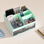 COMFYROOM Desk Organizer with 6 Compartments and 2 Drawers, Plastic Makeup - Image 3