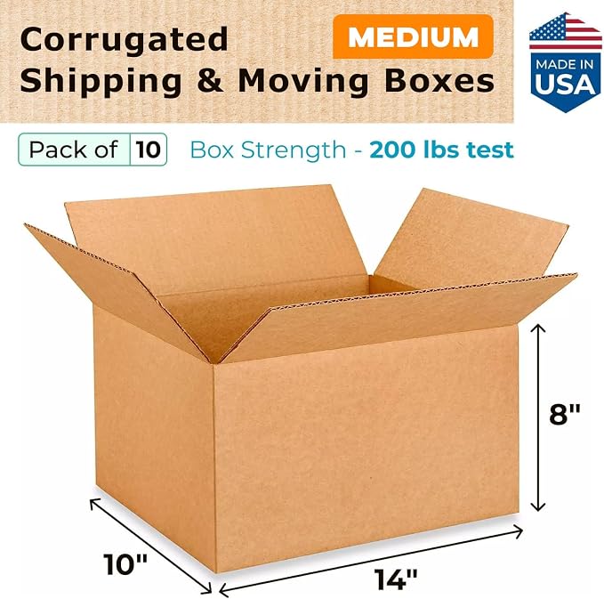 Medium Moving & Shipping Boxes 14x10x8 inches - Image 2