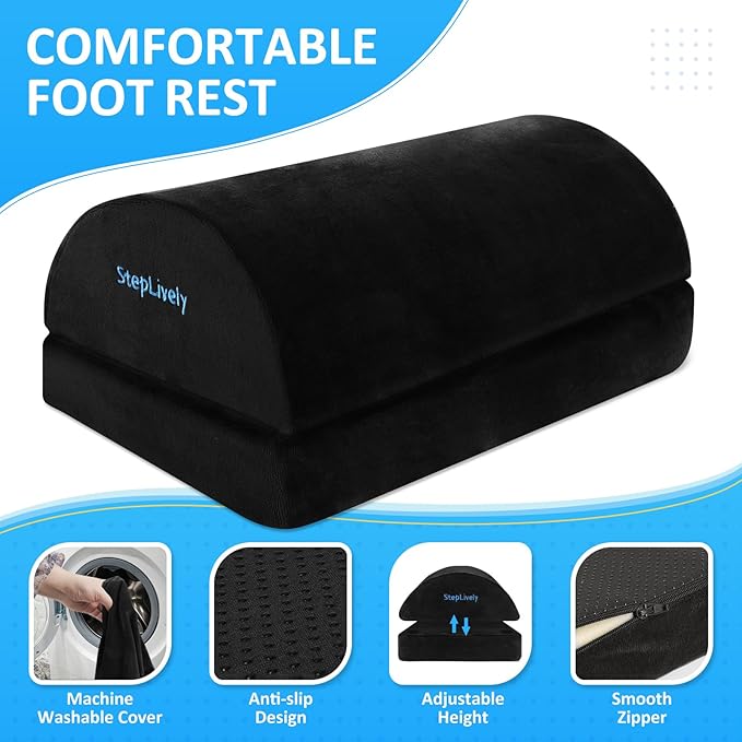 StepLively Foot Rest for Under Desk at Work, Comfortable Foot Stool - Image 2