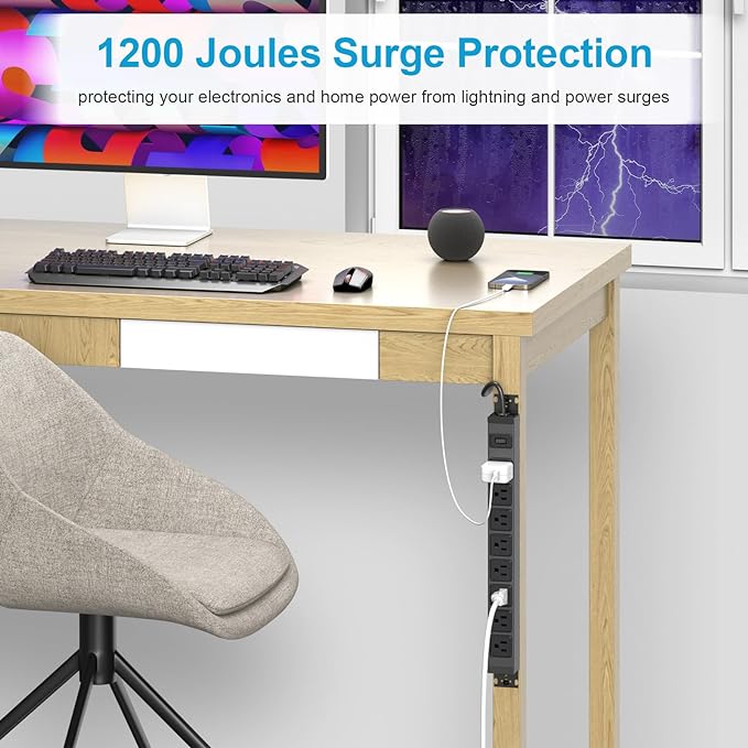HHSOET Metal 360° Rotating Mountable Power Strip, 8 Outlet Gaming Table Mounted - Image 5