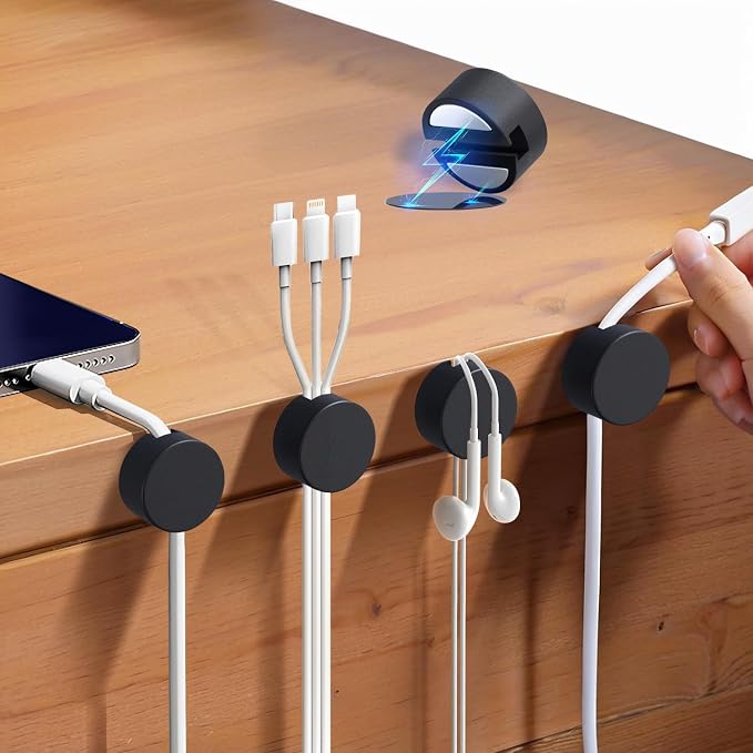 Maveek Magnetic Cord Clips Black, Silicone Cord Organizer Magnet Cable Holder - Image 2