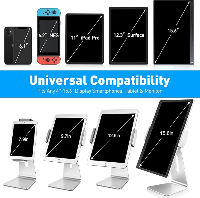 AboveTEK Elegant Tablet Stand, Aluminum iPad Stand Holder, Desktop Kiosk POS - Image 2