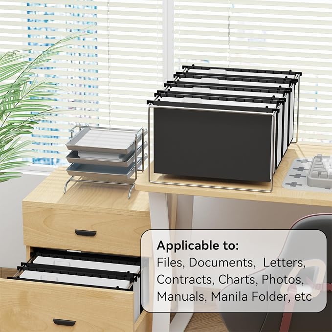ANSOOK Plastic Legal Size Hanging File Folders, 12 Pack Reinforced Black File - Image 5