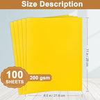 Silunkia 100 Sheets Yellow Cardstock 8.5 x 11 Scrapbooking Paper, 200gsm/75lb - Image 2