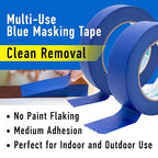 ABRO 24 Pack Blue Painters Tape: 36mm x 55M All Purpose Blue Tape, Temporary - Image 5