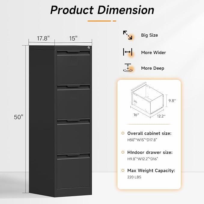 Bestoo 4-Drawer File Cabinet - Image 3