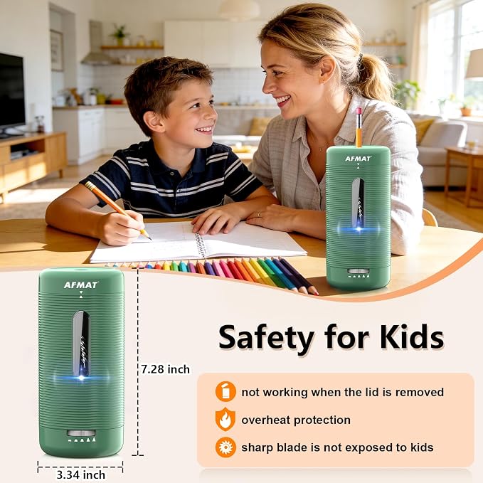 AFMAT Electric Pencil Sharpener, Fully Automatic Pencil Sharpener, Auto in & Out - Image 7