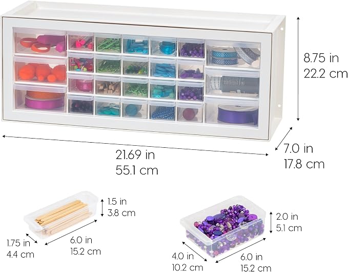 IRIS USA Plastic Drawer Storage Organizer, 26-Drawer Teacher Toolbox Bead Small - Image 3