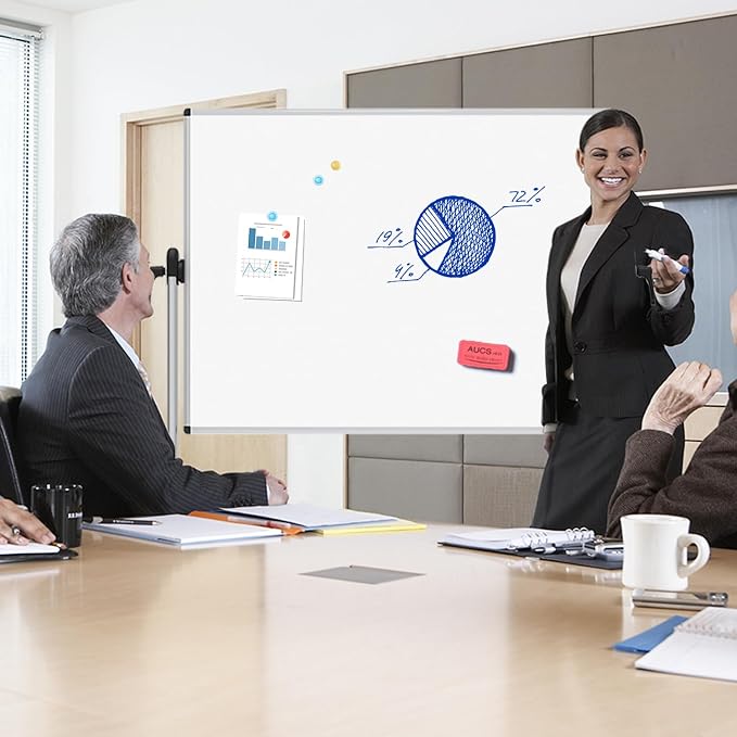 VIZ-PRO Double-Sided Magnetic Mobile Whiteboard, 48 x 32 Inches, Aluminium - Image 6