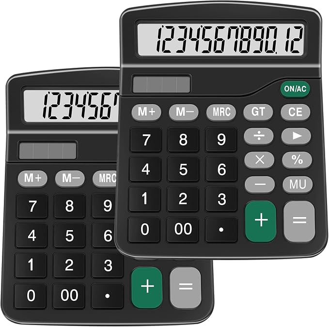 Calculators, Splaks 2 Pack Standard Functional Desktop Calculators Sola and AA by SPLAKSCALCULATOR