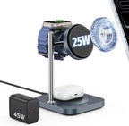 Gumosh Qi2.2 Charging Station for Apple, 25W 3 in 1 Magsafe Charger Stand by GuMosh