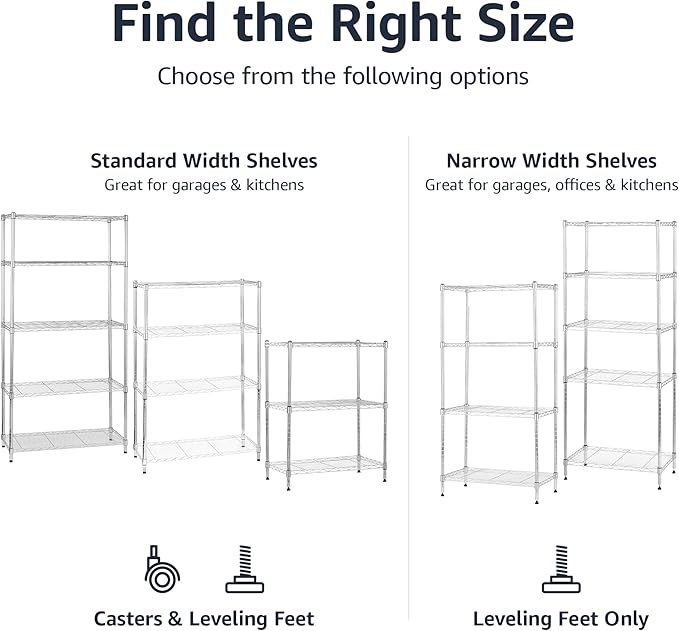 Amazon Basics 5-Shelf Adjustable, Storage Shelving Unit, Steel Organizer Wire - Image 6