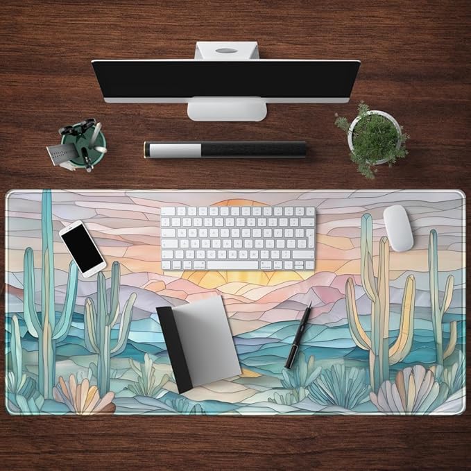 Desk Mat Gaming Abstract Ocean Desk Pad Large Mouse and Keyboard Pad, Faux - Image 4
