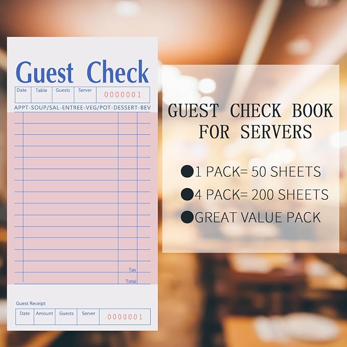 4 Pack Pink Guest Checks Books for Servers, Server Note Pads, Waiter Checkbook - Image 2