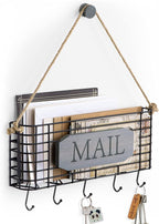 SRIWATANA Mail Key Holder for Wall, Rustic Mail Organizer Wall Mount by SRIWATANA