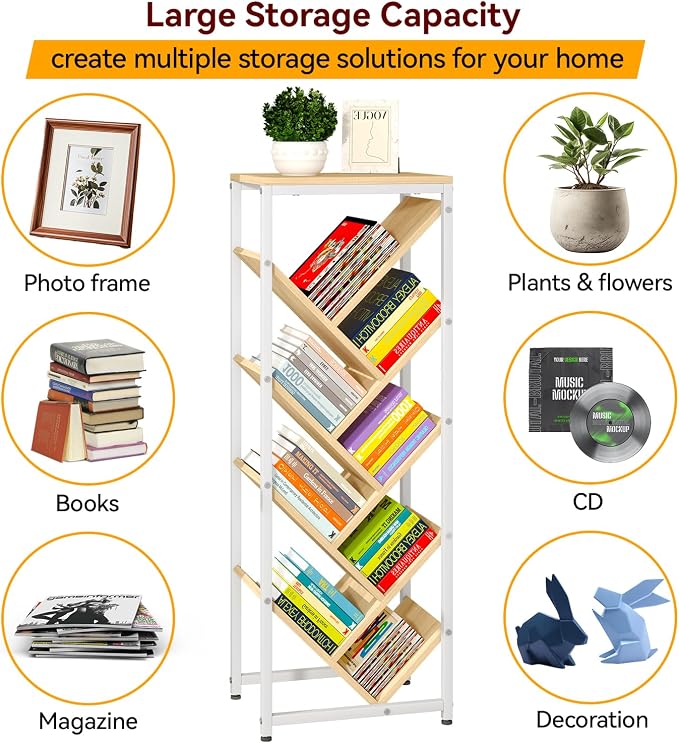 IBUYKE 9 Tier Tree Bookshelf, Floor Standing Wood Bookshelf - Image 9
