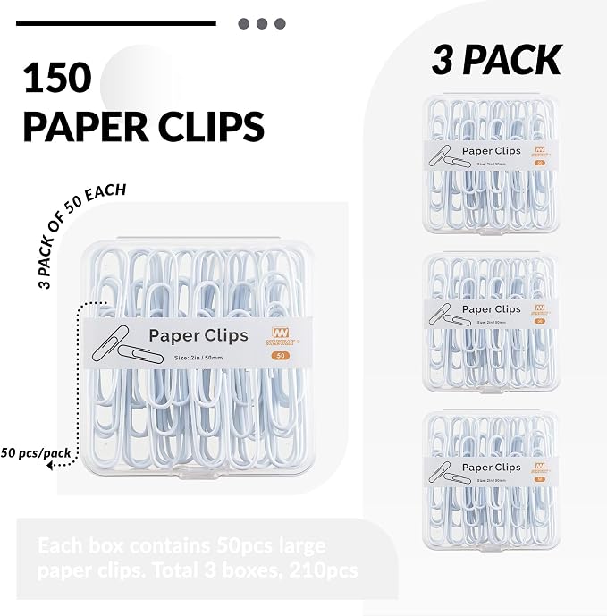 NEEWAY Colorful Large Paper Clips, 2 Inch Jumbo Paper Clips, 3 Pack of 50 - Image 3